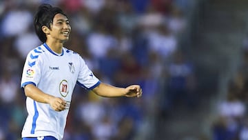 TENERIFE, SPAIN - JUNE 21: Gaku Shibasaki of CD Tenerife looks on during La Liga 2 play off round between CD Tenerife and Getafe CF at Heliodoro Rodriguez Lopez Stadium on June 21, 2017 in Tenerife, Spain. (Photo by Aitor Alcalde/Getty Images)
