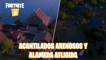 Fortnite Capítulo 2 - Temporada 2 | Desafío del Informe de Brutus: ¿dónde están Acantilados Arenosos y Alameda Afligida?
