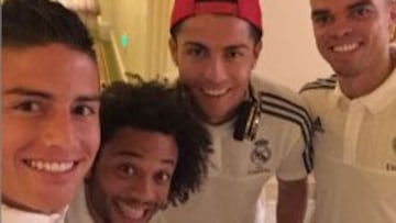 En la foto aparecen de izquierda a derecha: James, Marcelo, Cristiano y Pepe. 