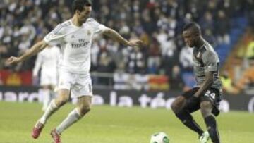 Jhon Córdoba, jugador del Espanyol, durante el partido de vuelta de la Copa del Rey contra el Real Madrid.