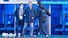 Javier Calleja, head coach of Deportivo Alaves, celebrates the victory during the Spanish league, La Liga Santander, football match played between Deportivo Alaves and SD Huesca at Mendizorroza stadium on April 18, 2021 in Vitoria, Spain.
 AFP7 
 18/04/20