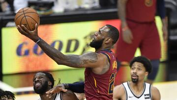 Feb 27, 2018; Cleveland, OH, USA; Cleveland Cavaliers forward LeBron James (23) drives to the basket in the third quarter against the Brooklyn Nets at Quicken Loans Arena. Mandatory Credit: David Richard-USA TODAY Sports