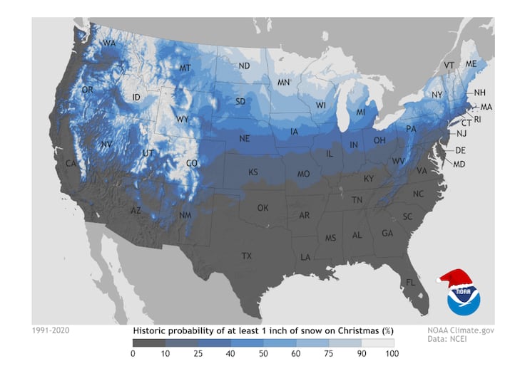 Will there be a white Christmas? Where is it expected to snow before