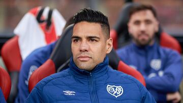 MALLORCA, SPAIN - FEBRUARY 11: Radamel Falcao of Rayo Vallecano looks on prior to the LaLiga EA Sports match between RCD Mallorca and Rayo Vallecano at Estadi de Son Moix on February 11, 2024 in Mallorca, Spain. (Photo by Cristian Trujillo/Quality Sport Images/Getty Images)