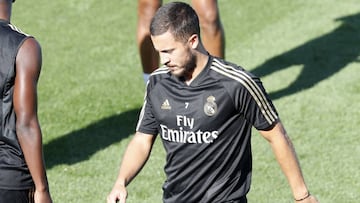 Hazard, en el entrenamiento del Real Madrid.