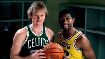 Larry Bird y Magic Johnson, el 1 de enero de 1983.