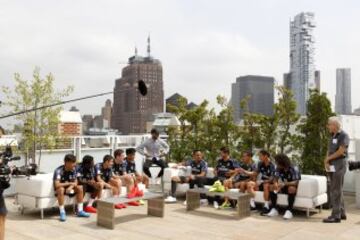 Keylor Navas, Morata, Lucas Vázquez, James y Marcelo fueron los encargados de presentar en Nueva York la tercera equipación del Real Madrid.
