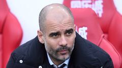 Pep Guardiola durante el encuentro disputado entre el Manchester City y el Middlesbrough en el encuentro de cuartos de la FA Cup.