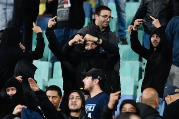 Bulgarian fans pictured during the Euro 2020 qualifier with England at the Vasil Levski National Stadium in Sofia