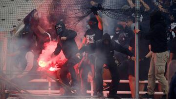 Soccer Football - Greek Cup Final - AEK Athens vs PAOK Salonika - Athens Olympic Stadium, Athens, Greece - May 12, 2018   Fans with flares before the match    REUTERS/Alkis Konstantinidis