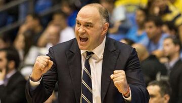 Pablo Laso durante el partido contra el Maccabi.