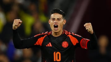 James Rodríguez celebra ante España en Londres