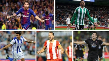 Jugadores sudamericanos en LaLiga: Messi, Sanabria, Willian Jos&eacute;, Stuani y Maxi G&oacute;mez. 