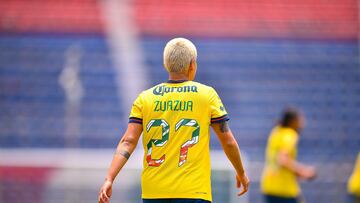 Miah Zuazua of America during the 8th round match between America and Pumas UNAM as part of the Liga BBVA MX Femenil, Torneo Apertura 2024 at Ciudad de los Deportes Stadium on September 01, 2024 in Mexico City, Mexico.