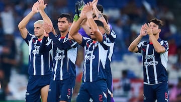 German Berterame, Fidel Ambriz, Ricardo Chavez, Oliver Torres of Monterrey during the Quarter-Final first leg match between Monterrey and Toluca as part of the Liga BBVA MX, Torneo Clausura 2025 at BBVA Bancomer Stadium on May 07, 2025 in Monterrey, Nuevo Leon, Mexico.