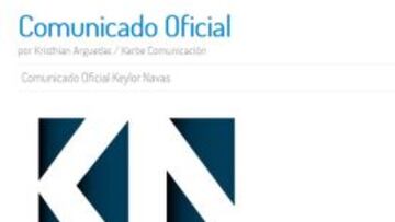 El comunicado oficial de Keylor.