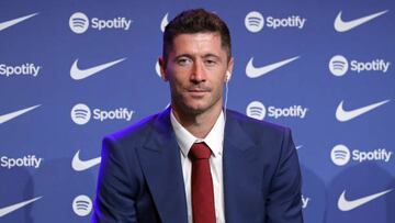 Robert Lewandowski during his presentation as a new player of FC Barcelona, in Barcelona, on 05th August 2022.
-- (Photo by Urbanandsport/NurPhoto via Getty Images)
