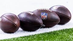 Aug 27, 2023; New Orleans, Louisiana, USA;  Detailed view of NFL footballs on the hashmark during pregame of the New Orleans Saints against the Houston Texans at the Caesars Superdome. Mandatory Credit: Stephen Lew-USA TODAY Sports