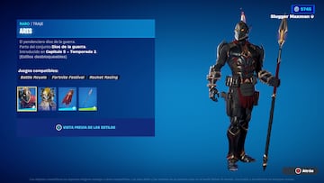 club fortnite abril 2024 nueva skin ares dios guerra griego