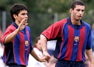 Saviola y Rochemback en su etapa como jugadores del Barcelona.