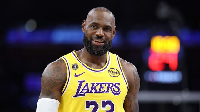 LOS ANGELES, CALIFORNIA - MARCH 12: LeBron James #23 of the Los Angeles Lakers looks on during the second half of a game against the Chicago Bulls at Crypto.com Arena on March 12, 2026 in Los Angeles, California. Sean M. Haffey/Getty Images/AFP (Photo by Sean M. Haffey / GETTY IMAGES NORTH AMERICA / Getty Images via AFP)