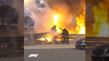 ¡Así se salvó Grosjean tras impactante accidente en la F1!