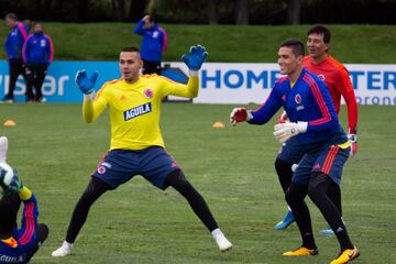 Iván Mauricio Arboleda,Eder Chaux, Aldair Quintana y Diego Novoa entrenan en la sede de la FCF bajo las dirección de Carlos Queiroz.