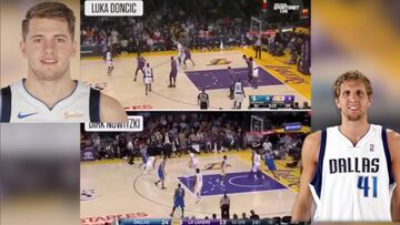 La id¨¦ntica canasta de Doncic y Nowitzki en el Staples Center