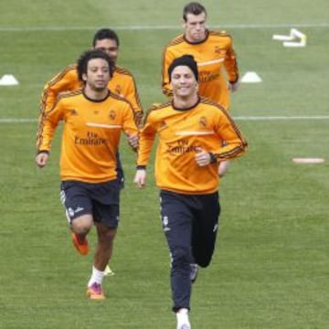 La cara de Cristiano durante el entrenamiento simboliza el buen ánimo madridista.