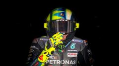 DOHA, QATAR - MARCH 26: Valentino Rossi of Italy and Petronas Yamaha SRT leaves his garage and is closing his visor at Losail Circuit on March 26, 2021 in Doha, Qatar. (Photo by Steve Wobser/Getty Images)