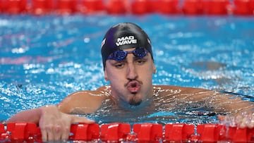 Doha (Qatar), 11/02/2024.- Mario Molla Yanes of Spain reacts after winning the Men's 50 Butterfly semi final at the FINA World Aquatics Championships Doha 2024 in Doha, Qatar, 11 February 2024. (España, Catar) EFE/EPA/ALI HAIDER
