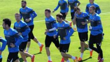 Víctor Sánchez, en un entrenamiento del Espanyol.