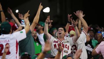 PHOENIX, AZ - MARCH 12:  Team Mexico fans are seen cheering during Game 4 of Pool C between Team Mexico and Team USA at Chase Field on Sunday, March 12, 2023 in Phoenix, Arizona. (Photo by Daniel Shirey/WBCI/MLB Photos via Getty Images)