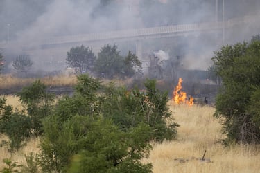 El incendio se originó en la calle Párroco Eusebio Cuenca, en una zona sin urbanizar cercana al Espacio Delicias y el Museo del Ferrocarril, en Madrid.