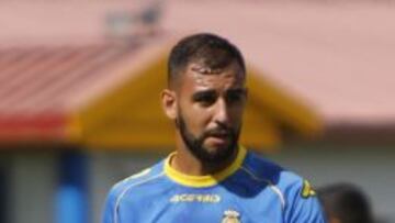 Nauzet Alemán, en el entrenamiento del UD Las Palmas.
