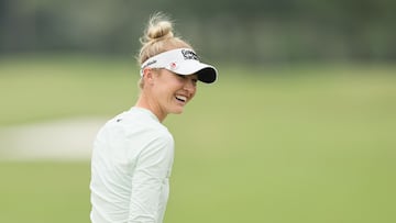 THE WOODLANDS, TEXAS - APRIL 17: Nelly Korda of the USA during practice for the The Chevron Championship at The Club at Carlton Woods on April 17, 2024 in The Woodlands, Texas.   Andy Lyons/Getty Images/AFP (Photo by ANDY LYONS / GETTY IMAGES NORTH AMERICA / Getty Images via AFP)