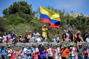 Aficionados colombianos apoyando a Nairo Quintana. 