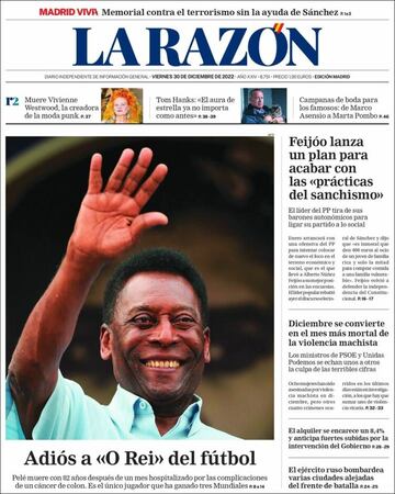 Homenaje a Pelé en las portadas de todo el mundo