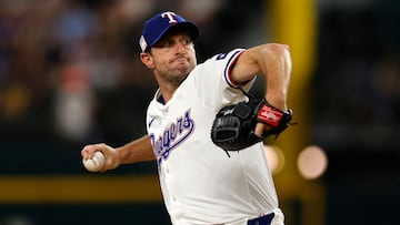 ARLINGTON, TX - JULY 20: Max Scherzer #31 of the Texas Rangers pitches against the Baltimore Orioles during the first inning at Globe Life Field on July 20, 2024 in Arlington, Texas. Ron Jenkins/Getty Images/AFP (Photo by Ron Jenkins / GETTY IMAGES NORTH AMERICA / Getty Images via AFP)