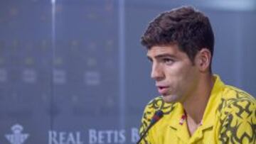 Fazio, en la sala de prensa del Betis.