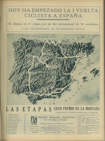 Recorrido por las mejores imgenes de la I Vuelta a Espa?a a travs de la edicin de AS Semanal de 1935.