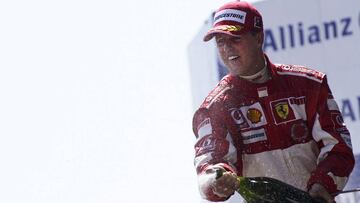 Michael Schumacher en uno de sus podios con Ferrari.