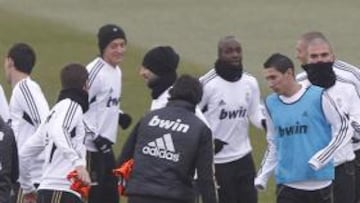 <b>CON EL RESTO. </b>Di María se ejercitó al mismo ritmo que los demás, pero se quedó fuera de la lista.