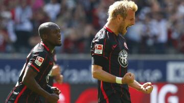 Aigner celebra el gol del Eintracht.