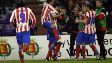 El Atlético celebra un gol de Diego Costa en Valladolid.