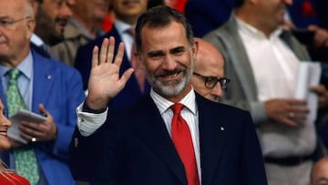 El principe Felipe en el Wanda Metropolitano. 