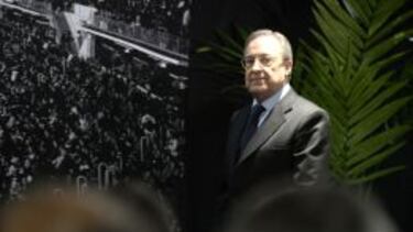 Florentino Pérez, poco antes de su comparecencia ante los medios de comunicación.