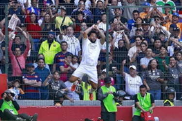 Marcelo durante el partido de Leyendas en entre el Real Madrid y el Fútbol Club Barcelona.