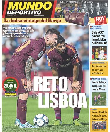 Portada de 'Mundo Deportivo' del miércoles, 27 de septiembre de 2017.