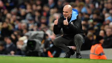Guardiola, técnico del Manchester City, en el derbi que su equipo jugó ante el United el pasado 20 de enero.